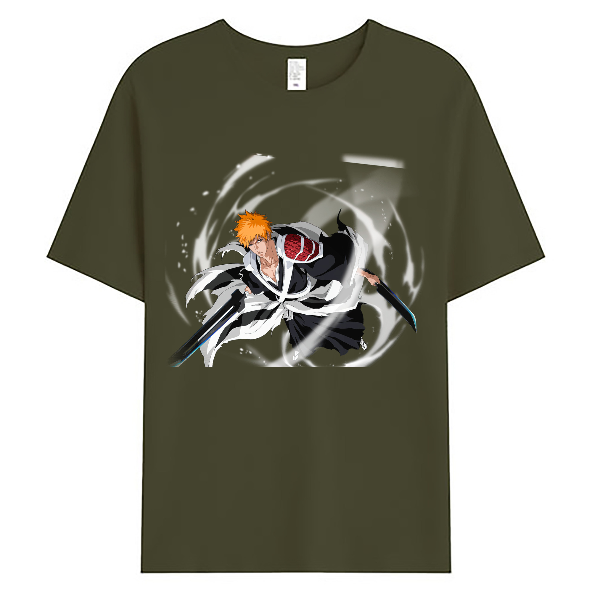 （画像用） ブリーチ 黒崎一護（くろさき いちご）BLEACH Kurosaki Ichigo 綿100％ メンズ半袖Tシャツ｜肌触りやわらか＆通気性